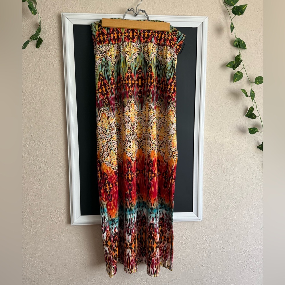 I.N. Studio Vibrant Maxi Skirt - Red, Orange, Green